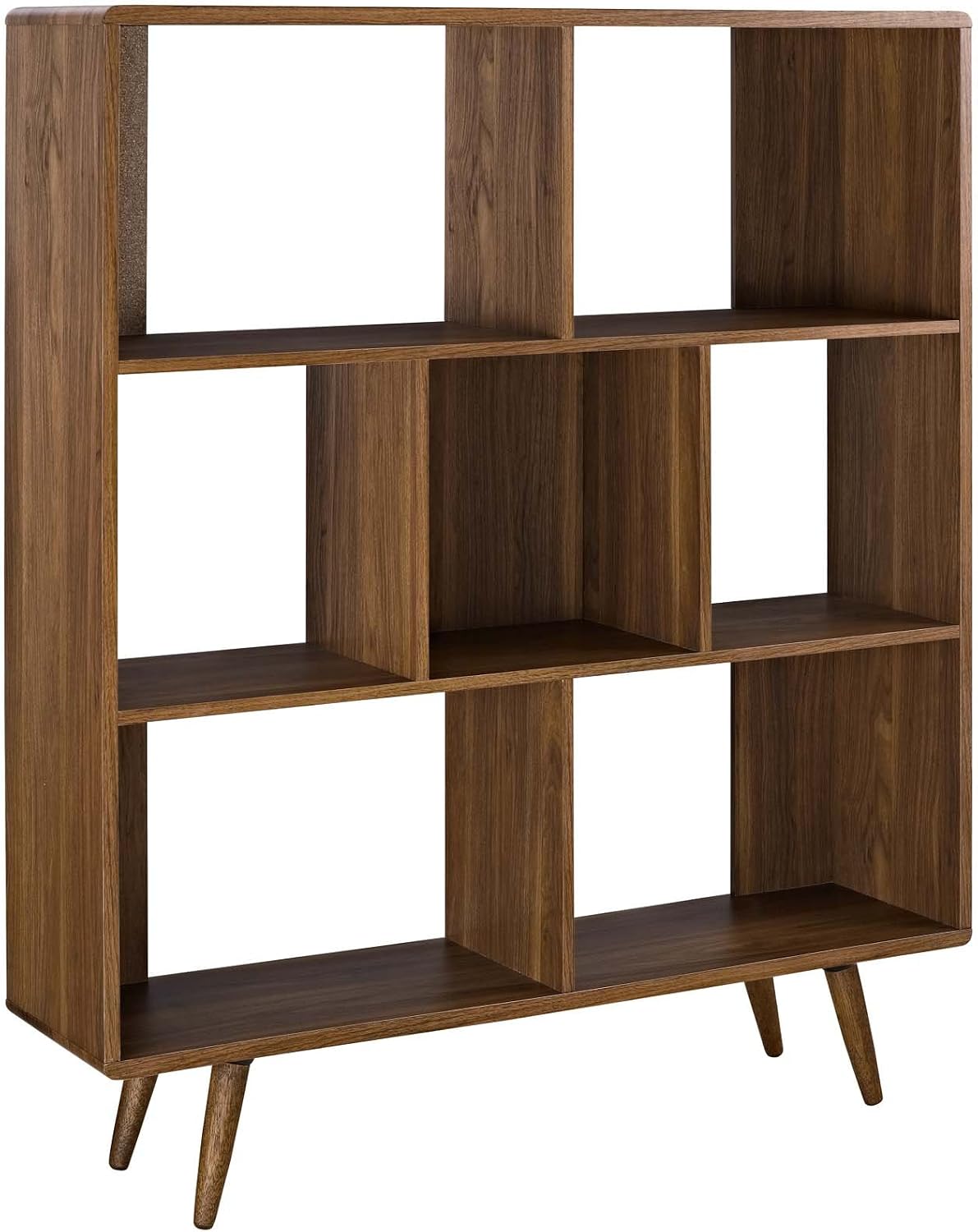 Modway Transmit Mid-Century Offset Cube Wood Bookcase Walnut