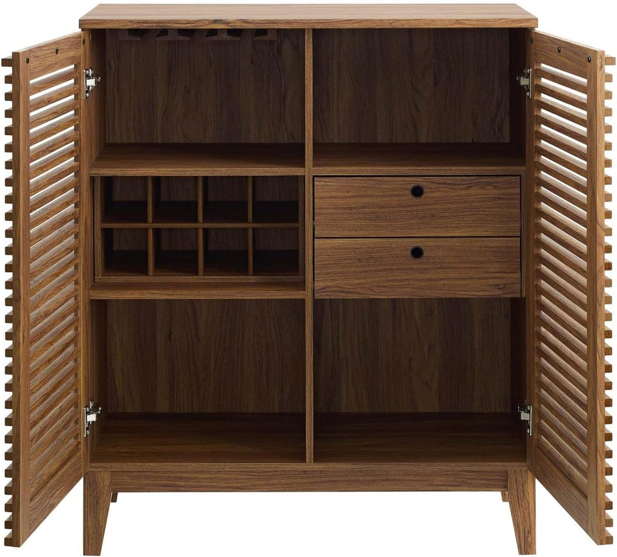 Modway Render Mid-Century Wine Rack Bar Cabinet Walnut
