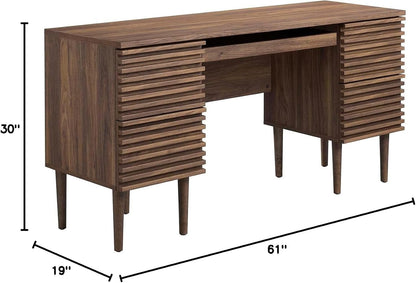 Modway Render Mid-Century Modern Office Desk Walnut