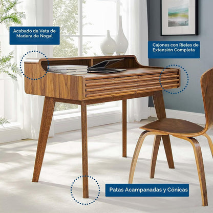 Modway Render Mid-Century Modern Writing Desk Walnut