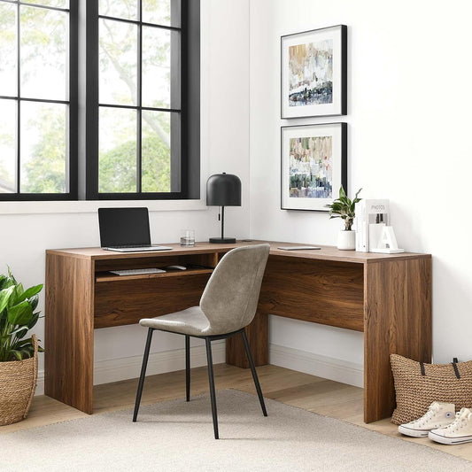 Modway Venture Mid-Century Modern L-Shaped Office Desk Walnut