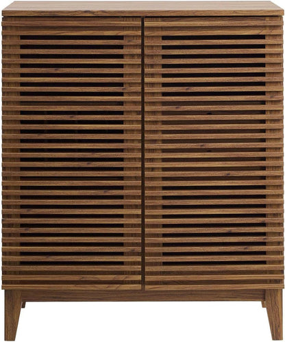 Modway Render Mid-Century Wine Rack Bar Cabinet Walnut