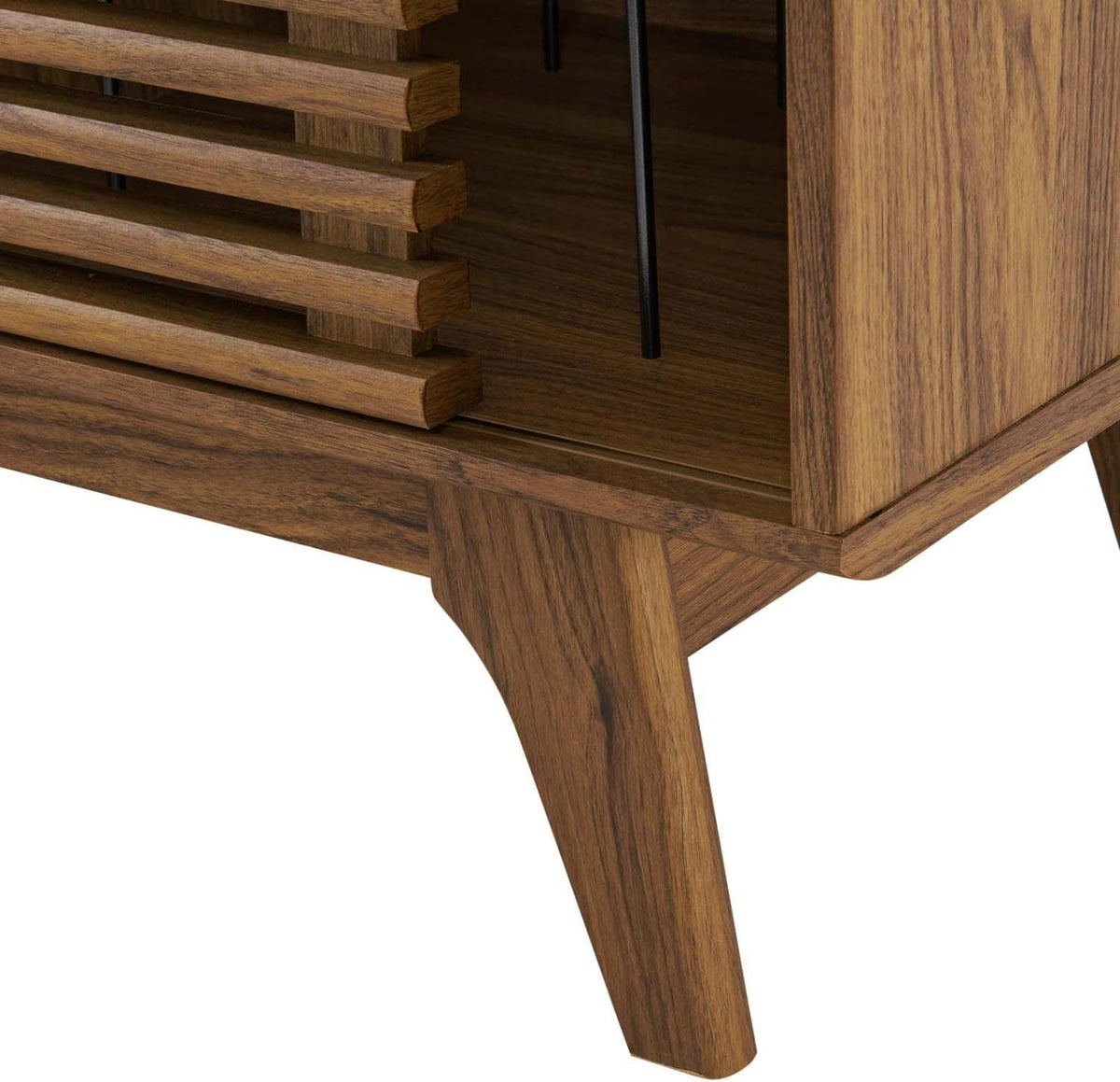 Modway Render Vinyl Record Storage Display Cabinet Walnut