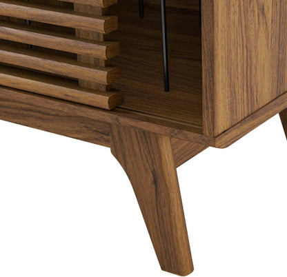 Modway Render Vinyl Record Storage Display Cabinet Walnut