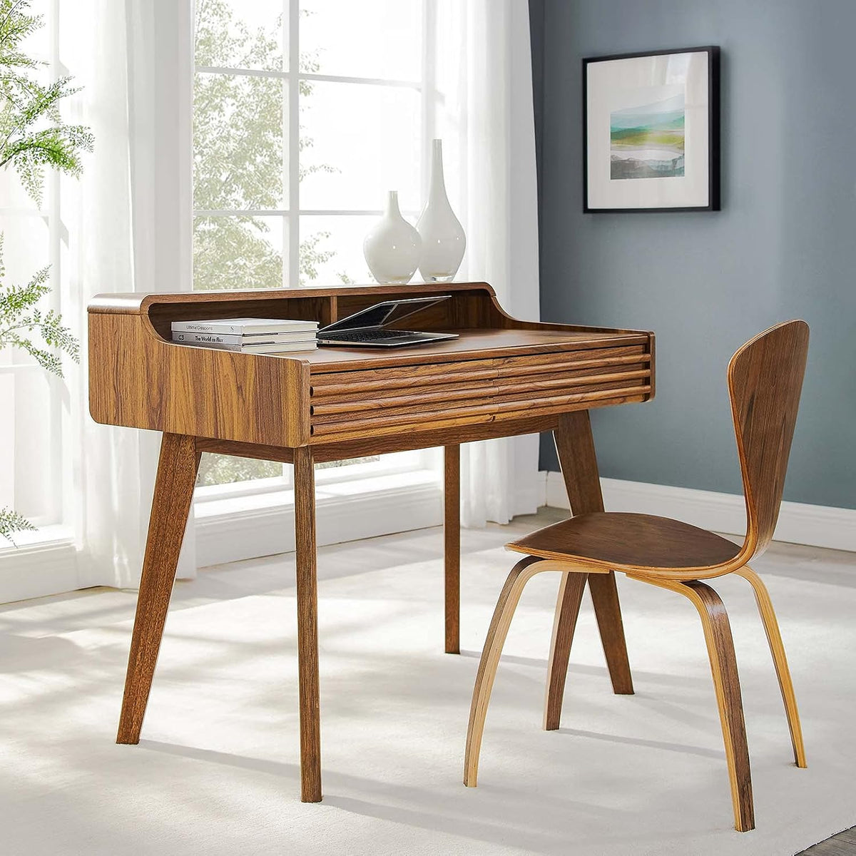 Modway Render Mid-Century Modern Writing Desk Walnut