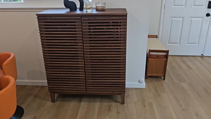 Modway Render Mid-Century Wine Rack Bar Cabinet Walnut