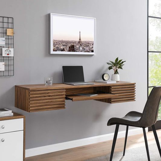 Modway Render Mid-Century Modern Wall Mount Office Desk