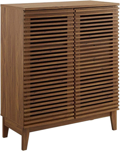 Modway Render Mid-Century Wine Rack Bar Cabinet Walnut