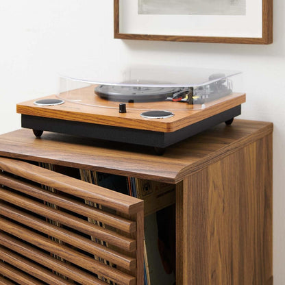 Modway Render Vinyl Record Storage Display Cabinet Walnut