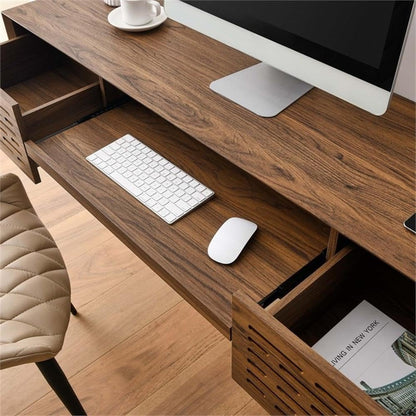Modway Merit Modern Wall Mount Office Desk Walnut