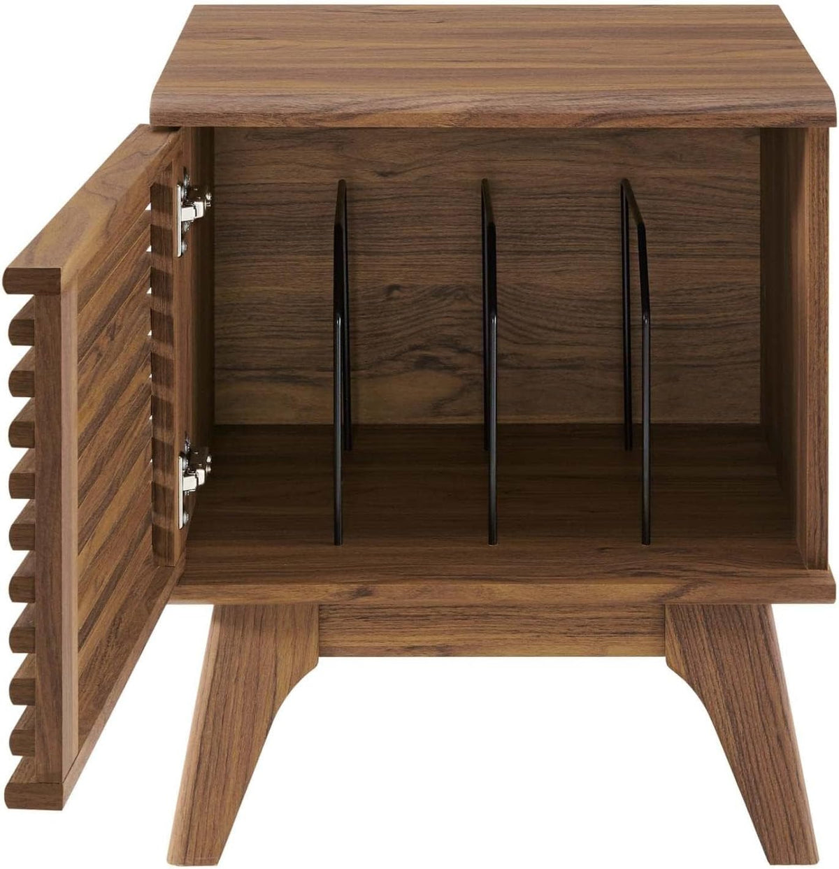 Modway Render Vinyl Record Storage Display Cabinet Walnut