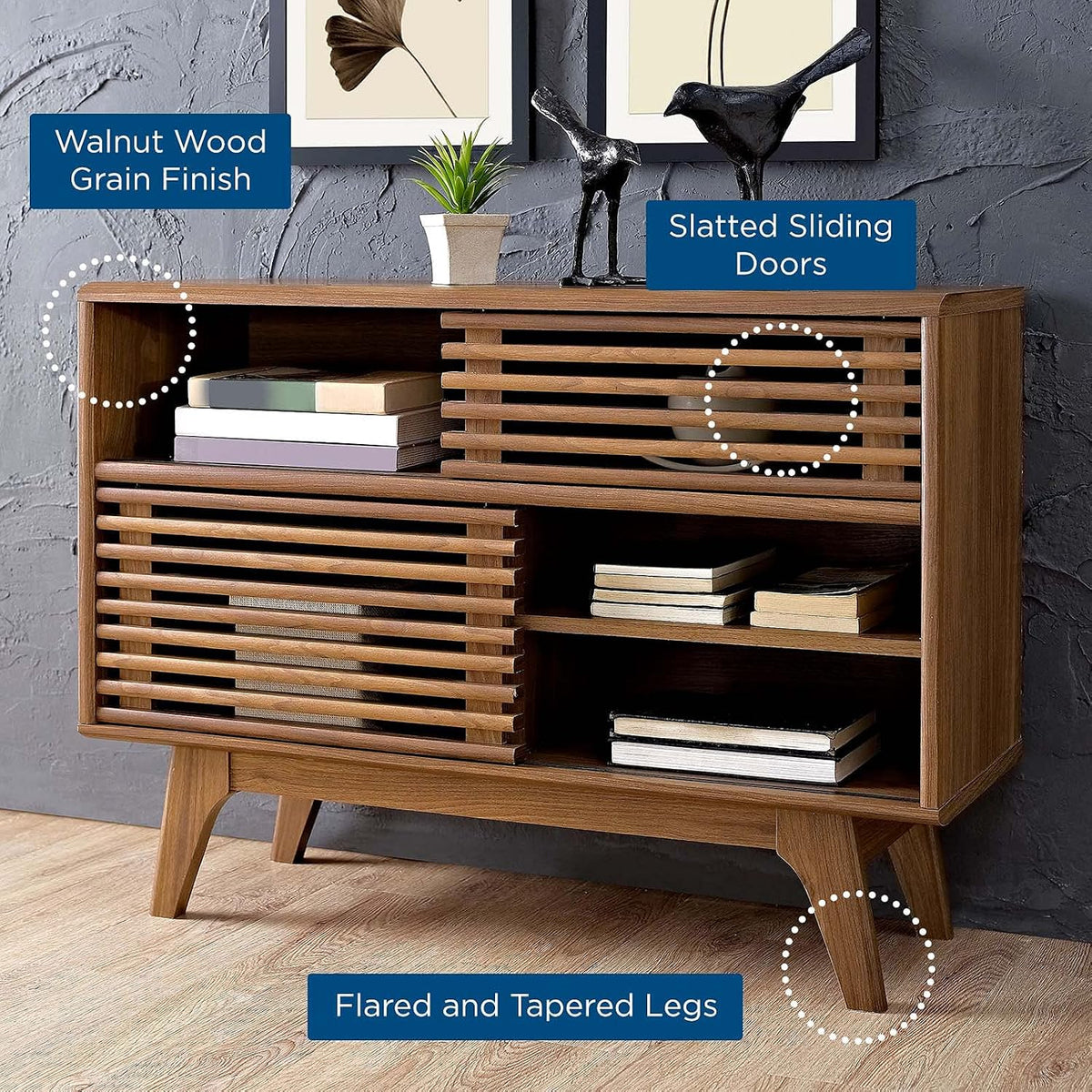 Modway Render Two-Tier Display Stand Walnut