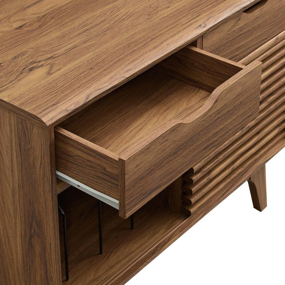 Modway Render Vinyl Record Storage Display Cabinet Walnut