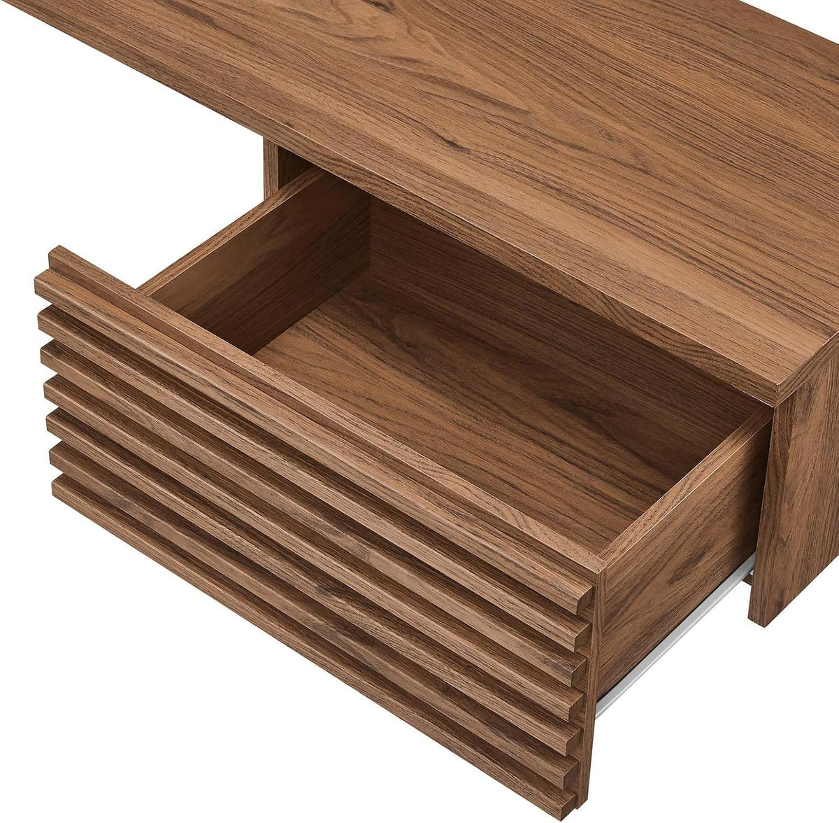Modway Render Mid-Century Modern Wall Mount Corner Office Desk Walnut