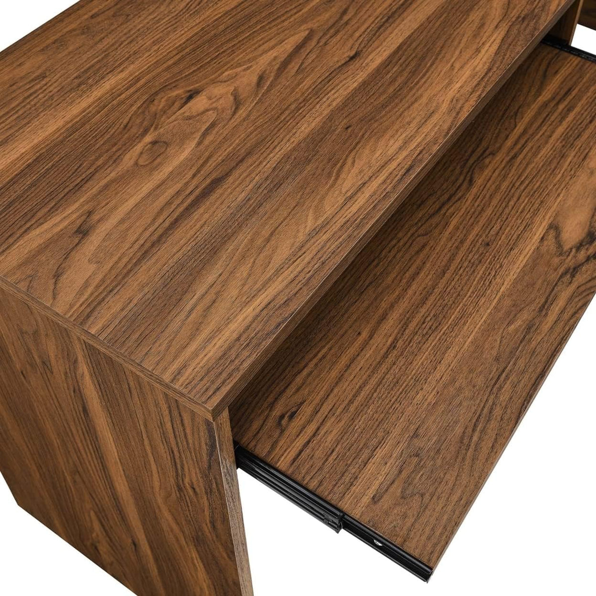Modway Venture Mid-Century Modern L-Shaped Office Desk Walnut