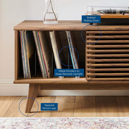 Modway Render Vinyl Record Storage Display Cabinet Walnut