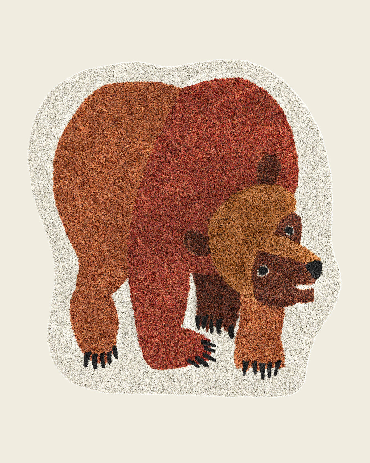 Nestig Brown Bear Washable Organic Cotton Kids Rug