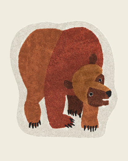 Nestig Brown Bear Washable Organic Cotton Kids Rug