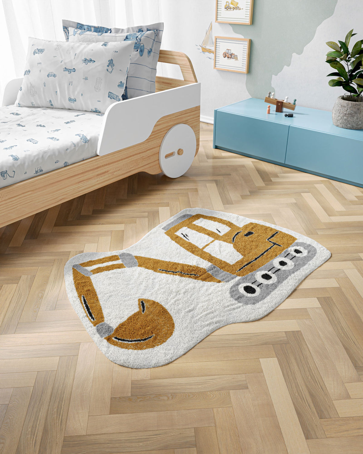 Nestig Digger Washable Organic Cotton Kids Rug