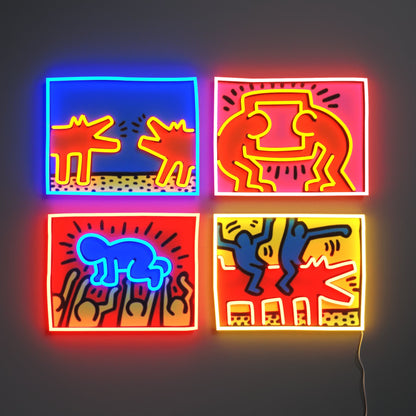 Yellowpop Keith Haring Mix Colored LED Neon Sign