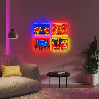 Yellowpop Keith Haring Mix Colored LED Neon Sign