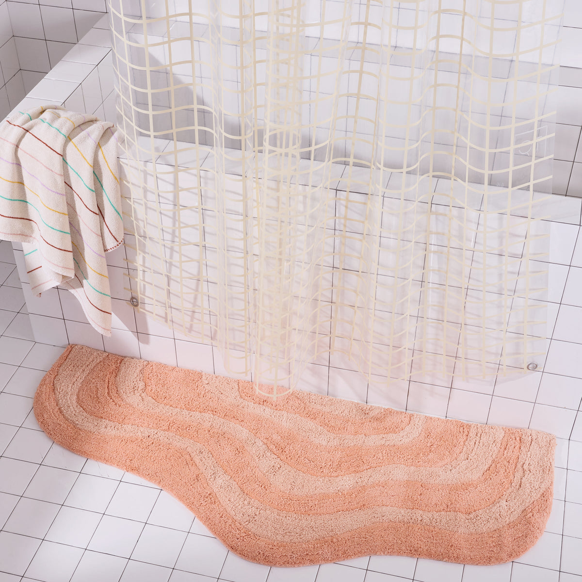 Quiet Town Lost Coast High-Pile Cotton Bath Rug Peach