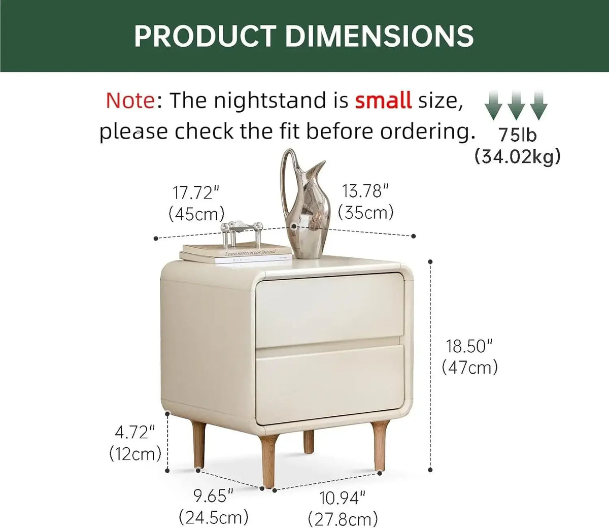 Modern Wooden Nightstand Side Table White