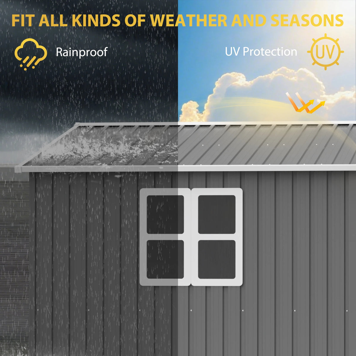 Metal Outdoor Storage Shed 3.7x3.0m Grey