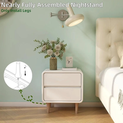Modern Wooden Nightstand Side Table White