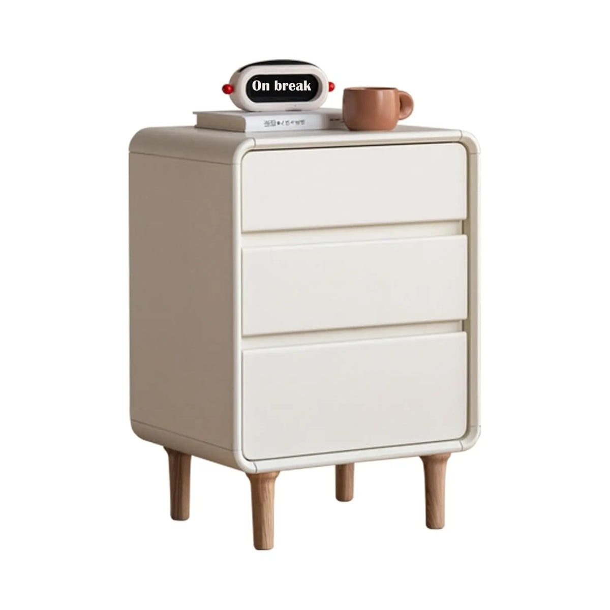 Mid-Century Modern 3-Drawer Wood Nightstand White