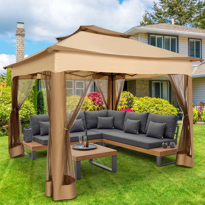Pop Up Gazebo Canopy Tent With Mosquito Netting 3.4x3.4m