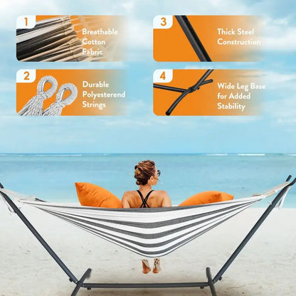 Adjustable Stand Hammock Bed 272.2 kg Capacity