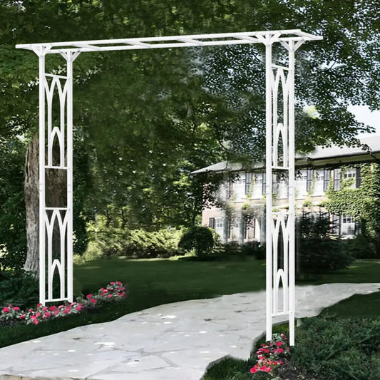 Stereoscopic White Garden Arch Arbor Metal Wedding Trellis 2.1x2.1m