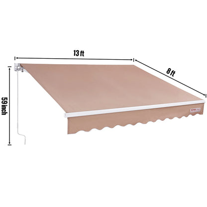 Manual Retractable Patio Awning Sun Shade Water-Resistant Polyester RA300250