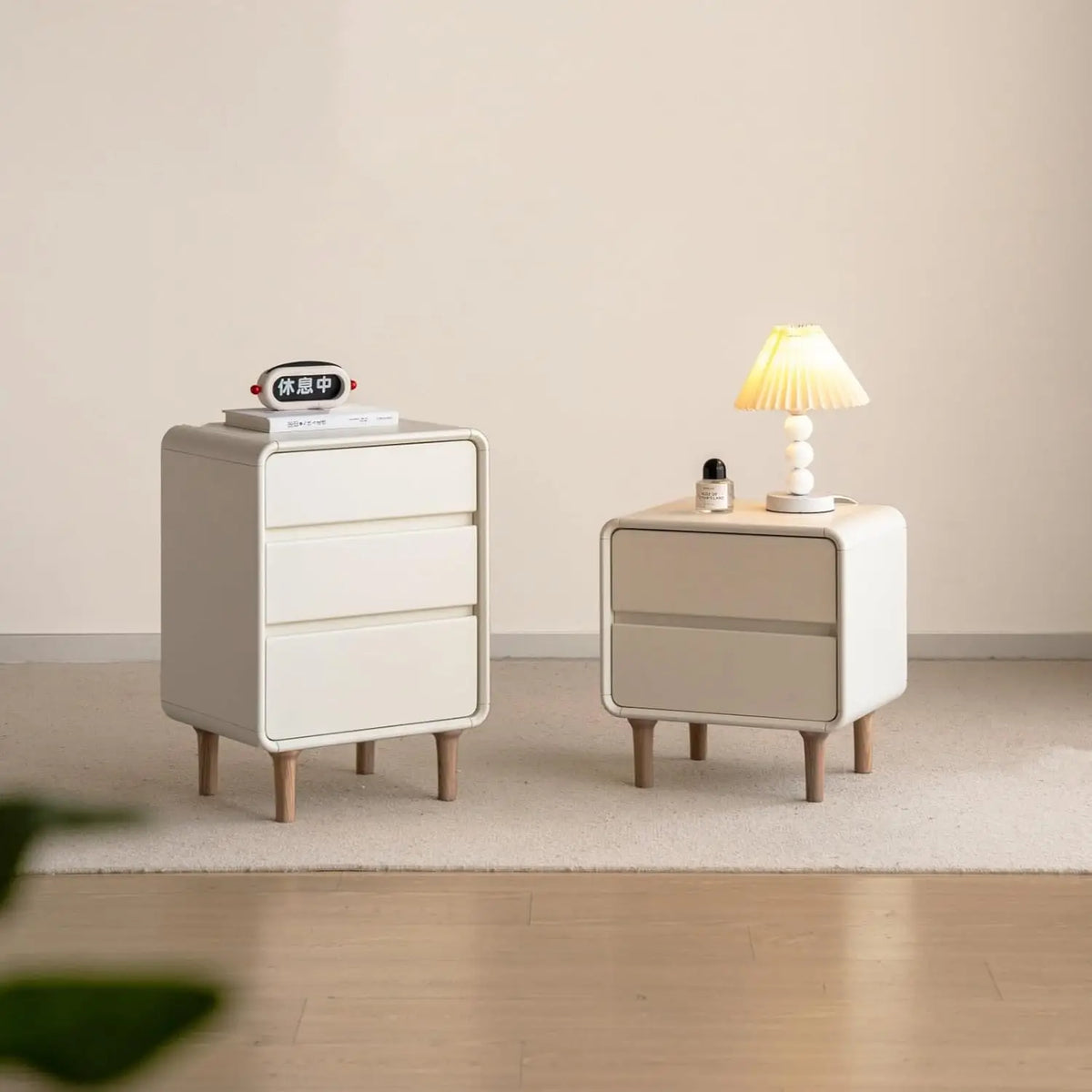 Mid-Century Modern 3-Drawer Wood Nightstand White