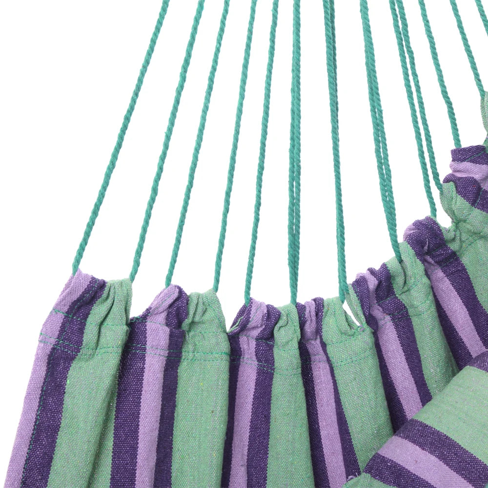 Outdoor Hanging Rope Chair with 2 Pillows Green