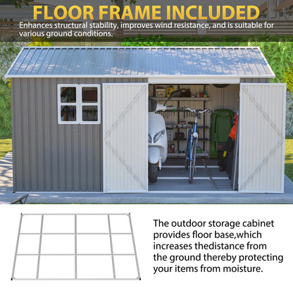 Metal Outdoor Storage Shed 3.7x3.0m Grey