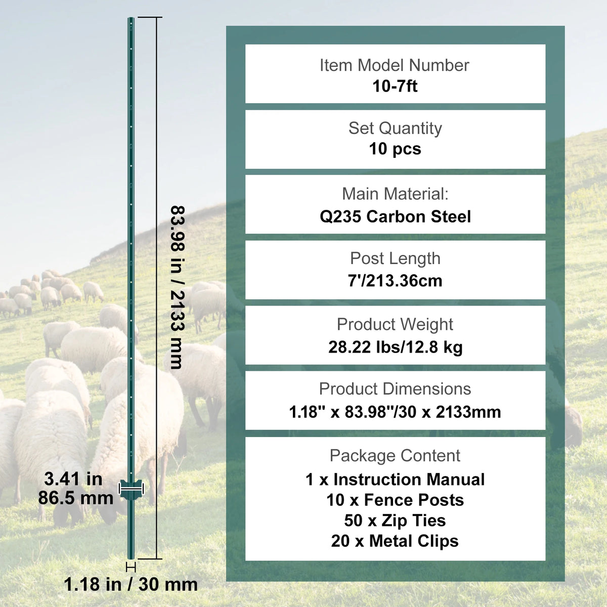 Heavy Duty Steel Fence Post Stakes Set