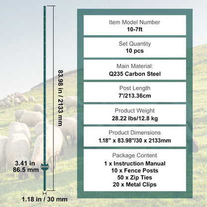 Heavy Duty Steel Fence Post Stakes Set