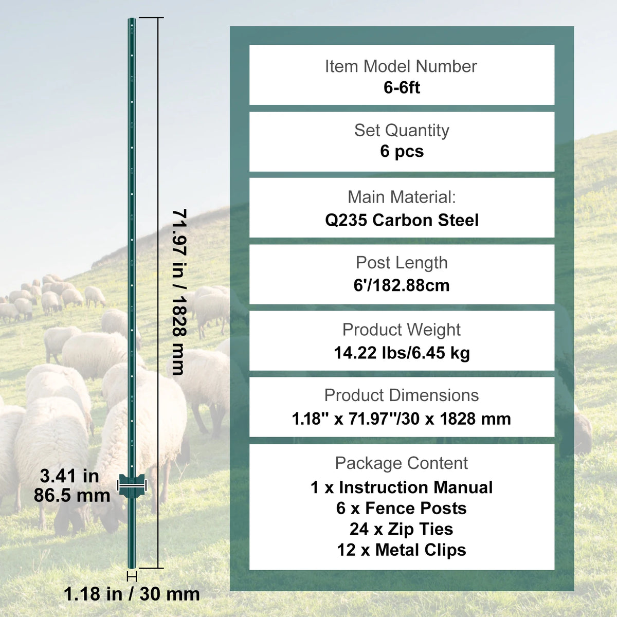 Heavy Duty Steel Fence Post Stakes Set