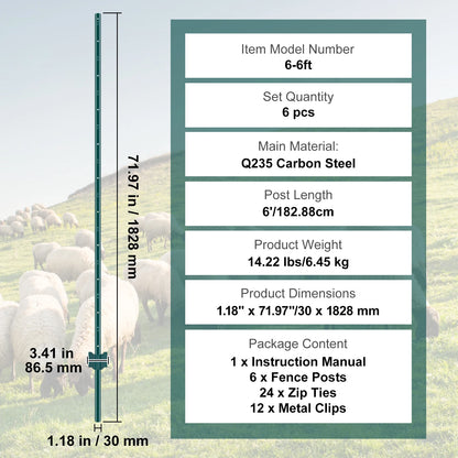 Heavy Duty Steel Fence Post Stakes Set