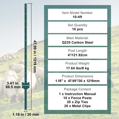 Heavy Duty Steel Fence Post Stakes Set