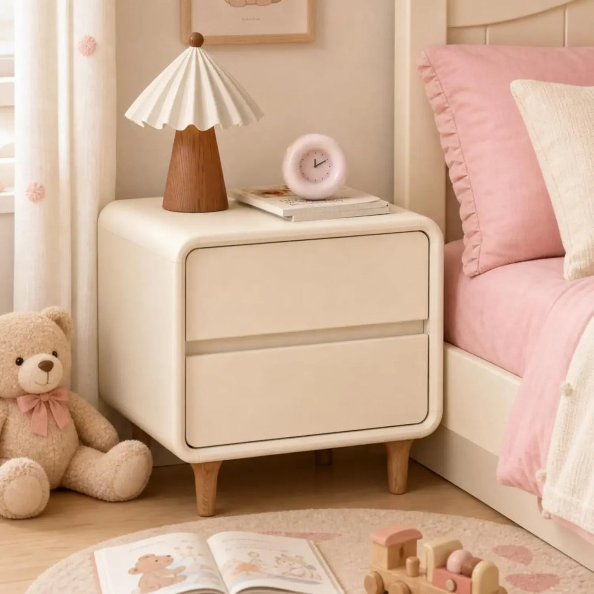 Modern Wooden Nightstand Side Table White
