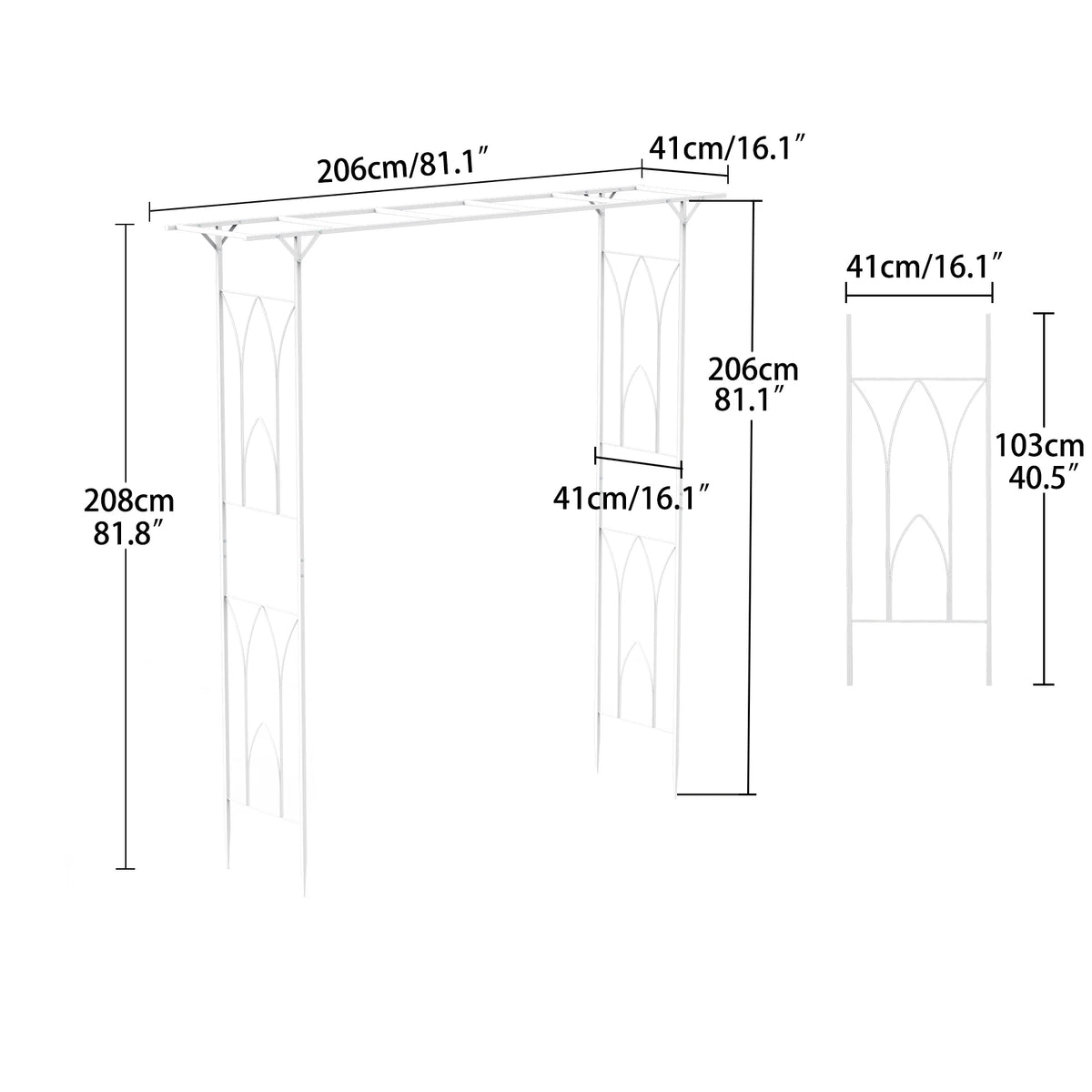 Stereoscopic White Garden Arch Arbor Metal Wedding Trellis 2.1x2.1m