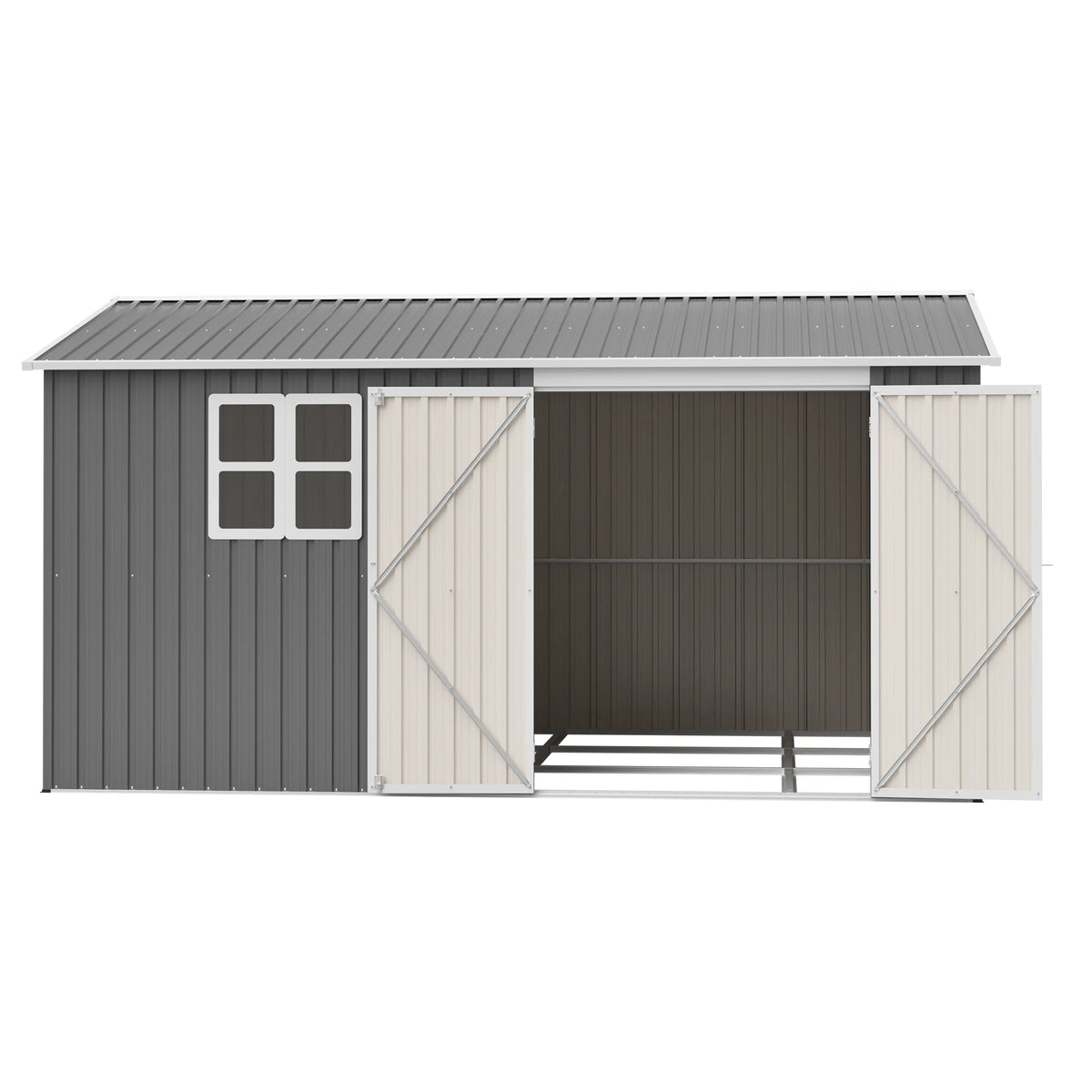 Metal Outdoor Storage Shed 3.7x3.0m Grey