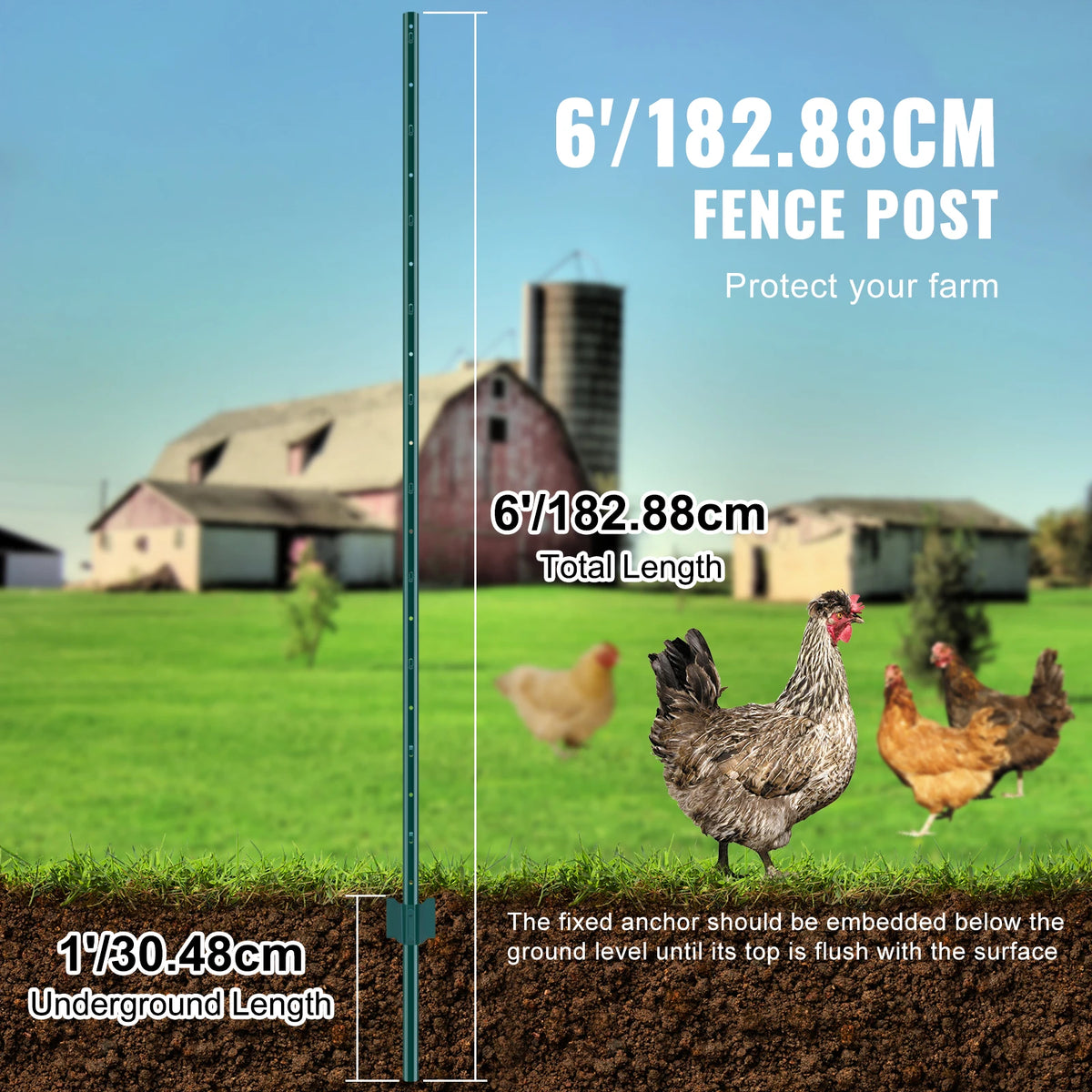 Heavy Duty Steel Fence Post Stakes Set