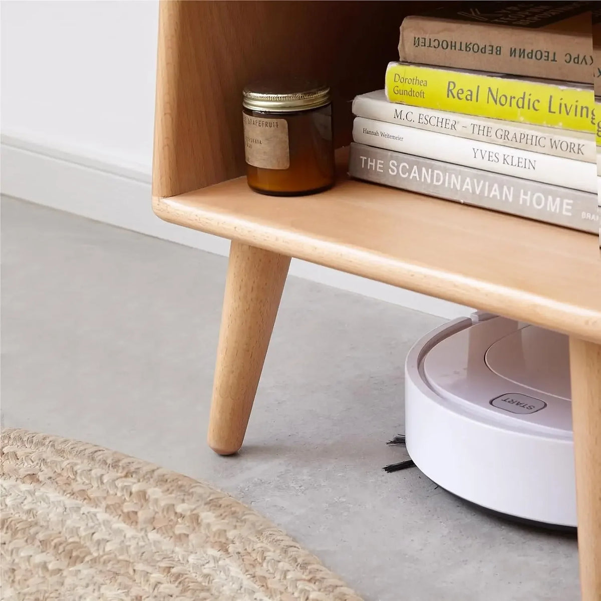 Modern Compact Wood Bedside Table with Storage Shelf