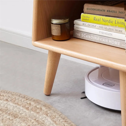 Modern Compact Wood Bedside Table with Storage Shelf