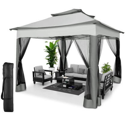 Pop Up Gazebo Canopy Tent With Mosquito Netting 3.4x3.4m