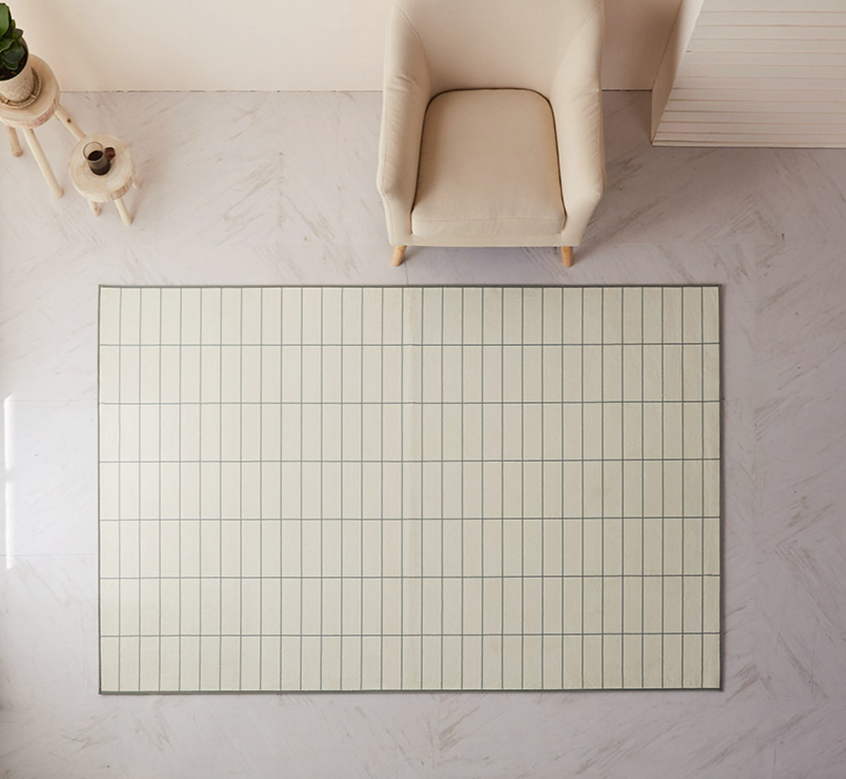 Brick Check Mosaic Tile Microfiber Area Rug